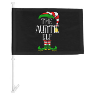 Auntie Elf Family Matching Christmas Group Car Flag