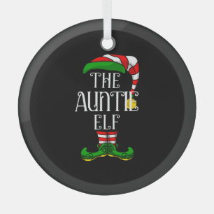 Auntie Elf Family Matching Christmas Group Glass Ornament