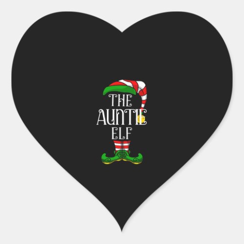 Auntie Elf Family Matching Christmas Group Heart Sticker
