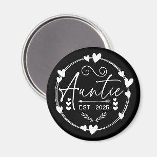 Auntie Est 2025 Baby Announcement Cool Aunt Humor Magnet