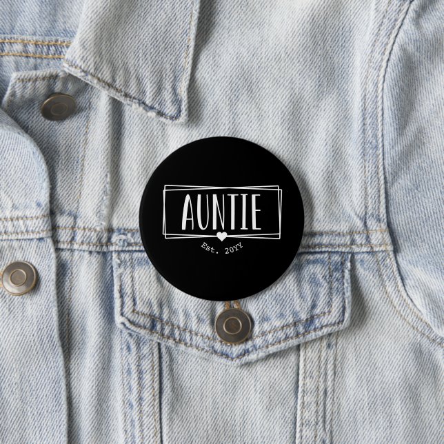 Auntie Est. Custom Aunt established New Aunt Gifts Button (In Situ)
