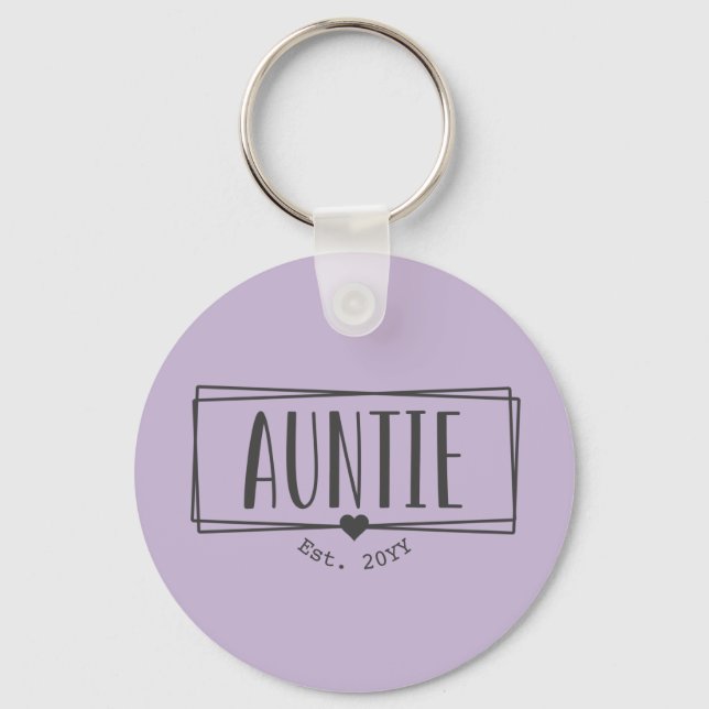 Auntie Est. Custom Aunt established New Aunt Keychain (Front)