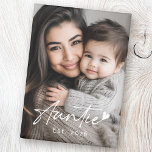 Auntie Est year handwritten script heart Magnet<br><div class="desc">Fridge magnet featuring the text "Auntie" in a handwritten style script font with a little heart at the end and the year below as an overlay over your custom photo.</div>