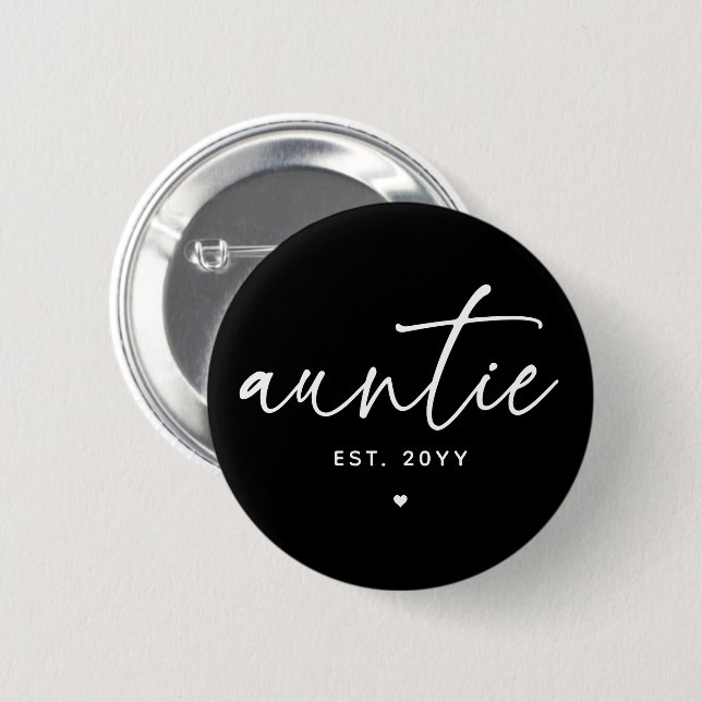 Auntie Established Elegant Typography New Aunt Button (Front & Back)
