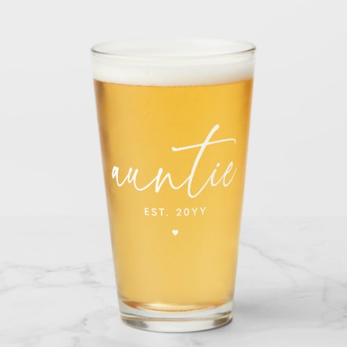 Auntie Established Elegant Typography New Aunt Glass