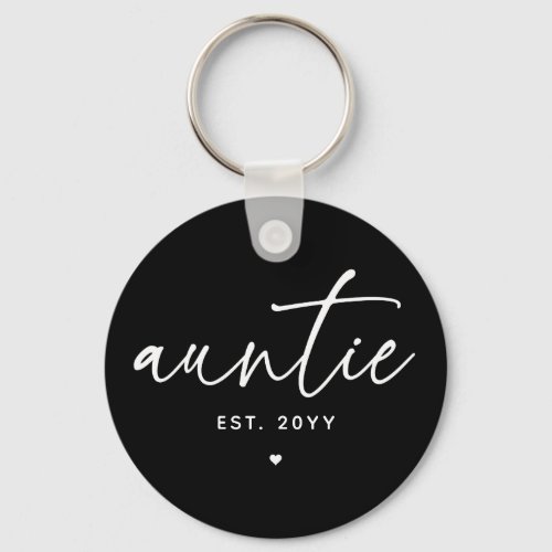 Auntie Established Elegant Typography New Aunt Keychain