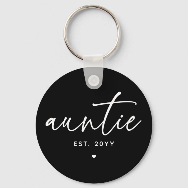 Auntie Established Elegant Typography New Aunt Keychain (Front)