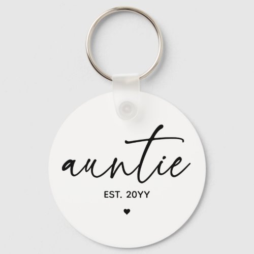 Auntie Established Elegant Typography New Aunt Keychain