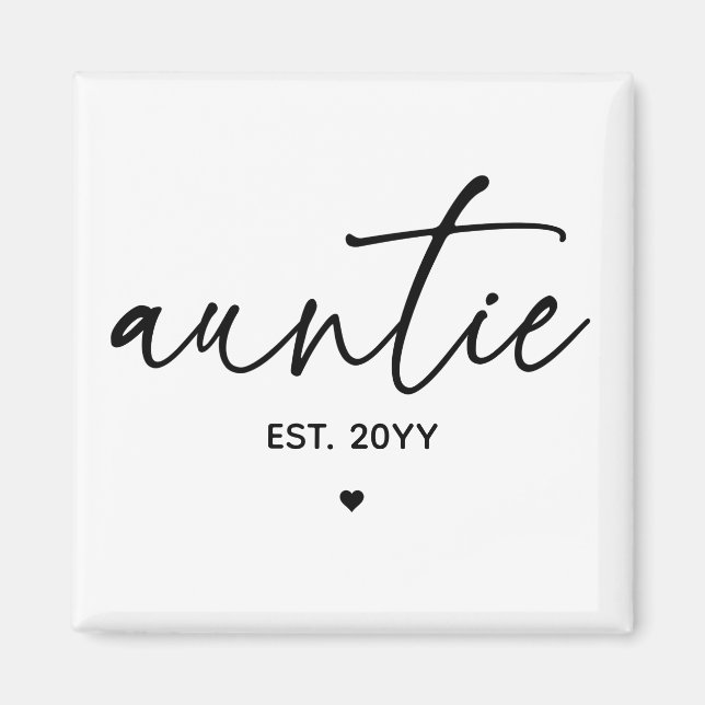 Auntie Established Elegant Typography New Aunt Magnet (Front)