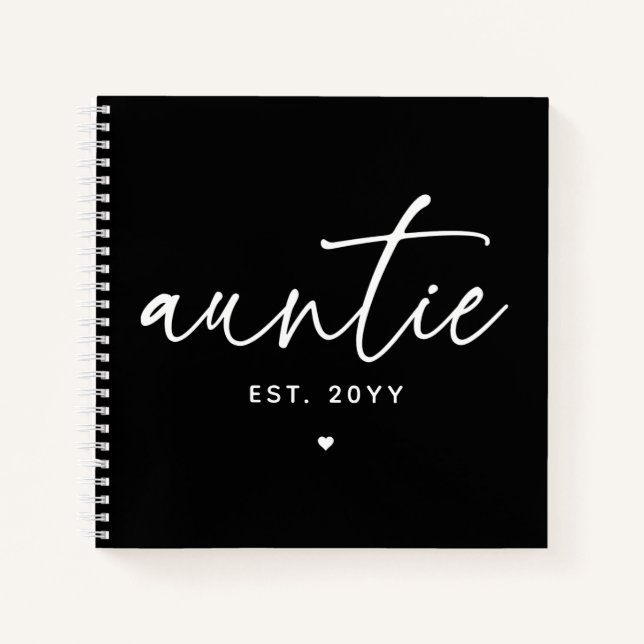 Auntie Established Elegant Typography New Aunt Notebook (Front)