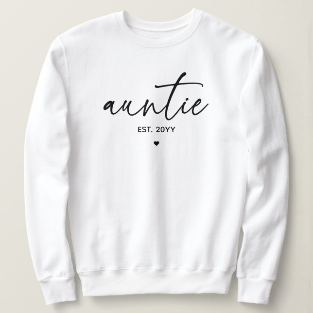Auntie Established Elegant Typography New Aunt Sweatshirt (Design Front)