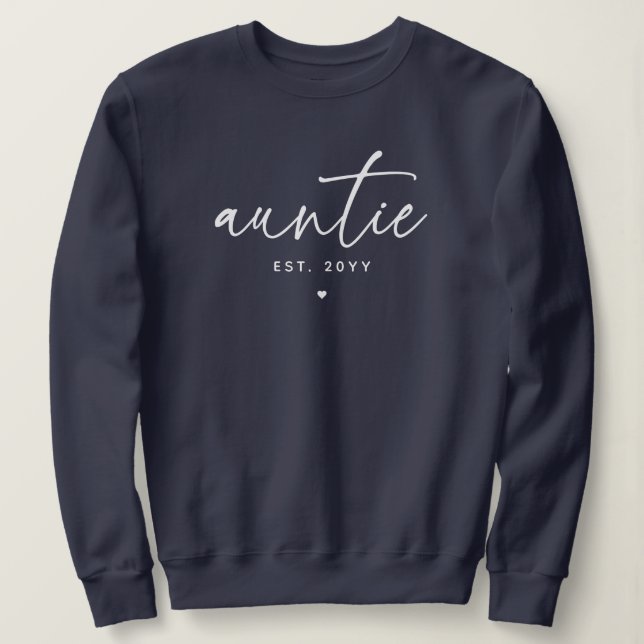 Auntie Established Elegant Typography New Aunt Sweatshirt (Design Front)