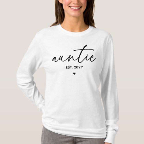 Auntie Established Elegant Typography New Aunt T_Shirt