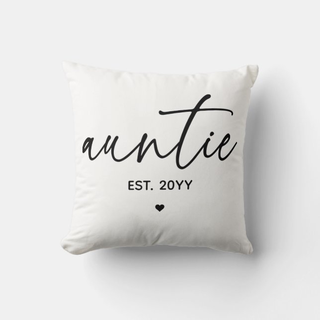 Auntie Established Elegant Typography New Aunt Throw Pillow (Front)