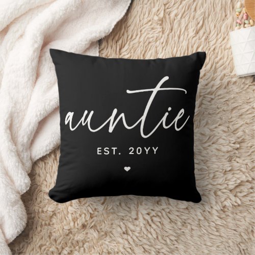 Auntie Established Elegant Typography New Aunt Throw Pillow