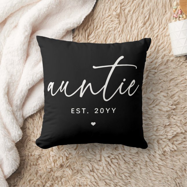 Auntie Established Elegant Typography New Aunt Throw Pillow (Blanket)