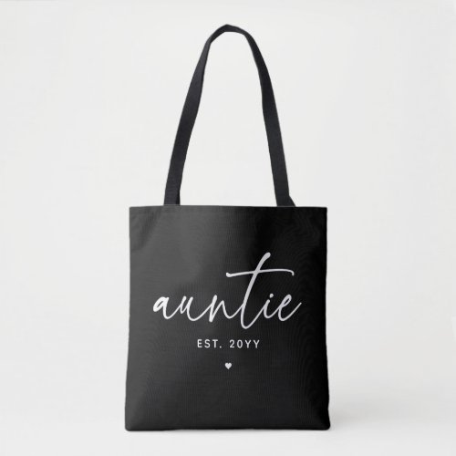 Auntie Established Elegant Typography New Aunt Tote Bag