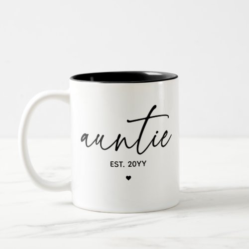 Auntie Established Elegant Typography New Aunt Two_Tone Coffee Mug