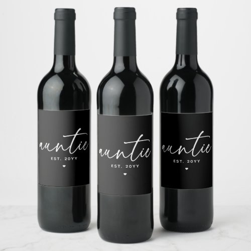 Auntie Established Elegant Typography New Aunt Wine Label