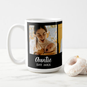 Auntie Established Script Black 3 Photo Coffee Mug