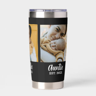 Auntie Established Script Black 3 Photo Insulated Tumbler