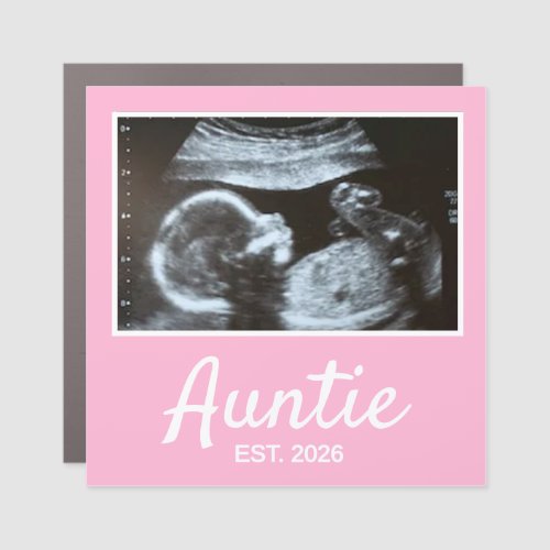 Auntie Established Script Pregnancy Announcement Car Magnet
