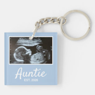 Auntie Established Script Pregnancy Announcement Keychain