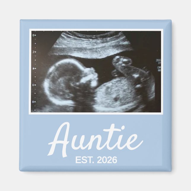 Auntie Established Script Pregnancy Announcement Magnet (Front)