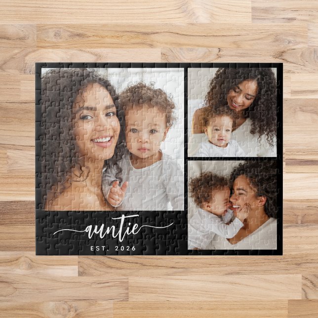 Auntie Established Script Typography 3 Photo  Jigsaw Puzzle (Creator Uploaded)