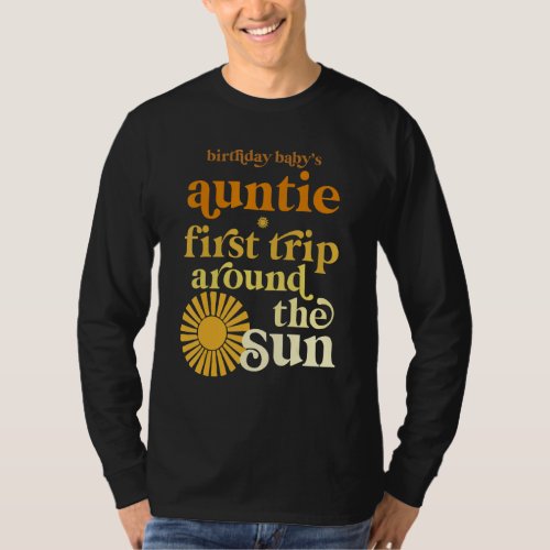 Auntie First Trip Around The Sun Birthday Boho Ret T_Shirt