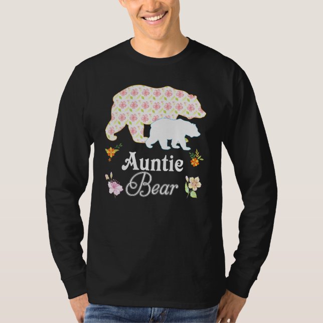 Auntie Floral Flower Bear Cute Family Mommy Grandm T-Shirt (Front)