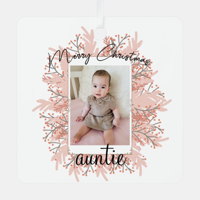 Auntie from Kid Christmas Photo  Metal Ornament (Front)