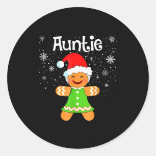Auntie Gingerbread Family Matching Christmas Women Classic Round Sticker