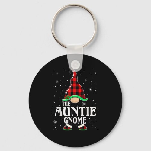 Auntie Gnome Buffalo Plaid Matching Family Christm Keychain