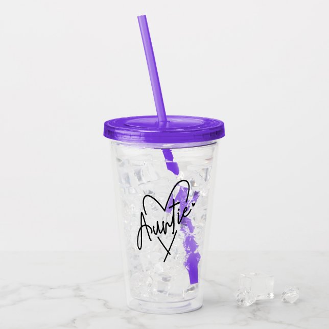 Auntie Heart | Gifts for Aunt | Acrylic Tumbler (Front Ice)