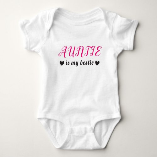 Auntie Is My Bestie Hearts Pink Black Baby Bodysuit