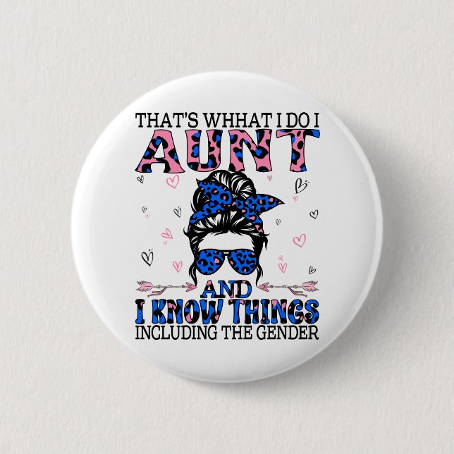 Auntie Keeper of the Gender Reveal Party Ideas Button (Front)