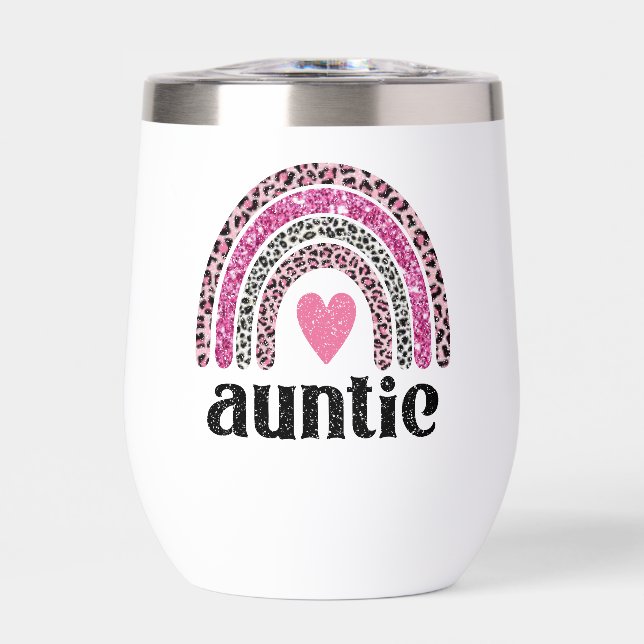 Auntie Leopard Rainbow Thermal Wine Tumbler (Front)