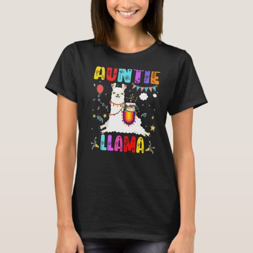 Auntie Llama Birthday Llama Alpaca Theme Family B  T_Shirt