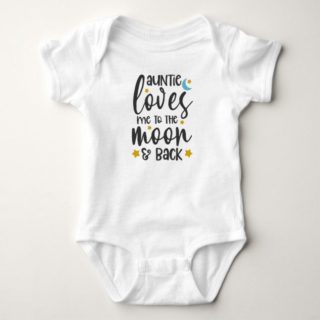 Auntie Loves Me To The Moon And Back Baby Bodysuit (Front)