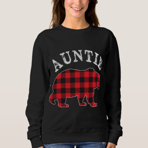 Auntie Mama Bear RED Black Buffalo Plaid Checker P Sweatshirt