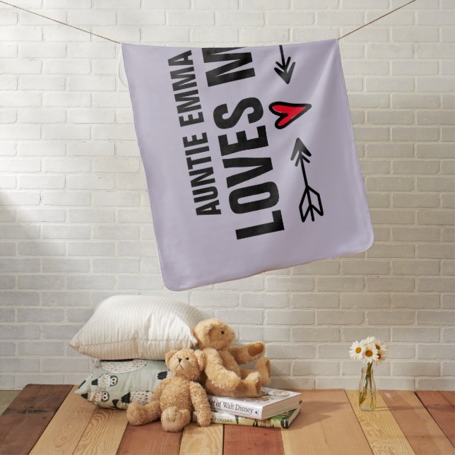 Auntie Name Loves Me Baby Blanket (In Situ)