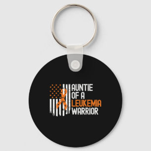Auntie Of A Leukemia Warrior Awareness Orange Usa  Keychain