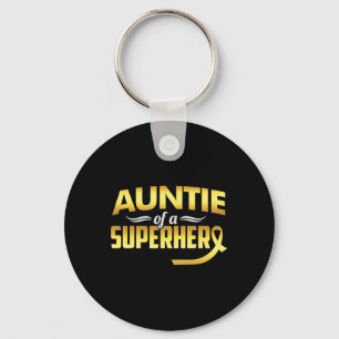 Auntie Of A Superhero Childhood Cancer Awareness Keychain