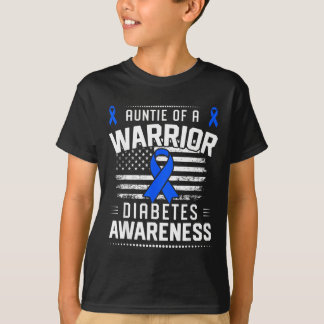 Auntie Of A Warrior T1d T2d Diabetic Diabetes T-Shirt