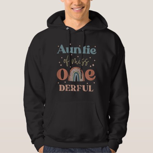 Auntie of Miss Onederful Boho Rainbow Niece First  Hoodie