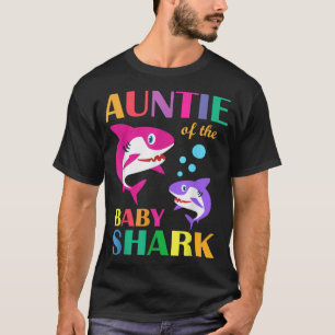 Auntie Of The Baby Birthday Shark Auntie Shark Mot T-Shirt