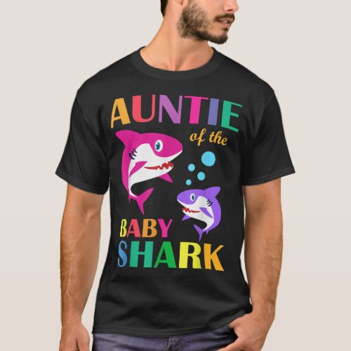 Auntie Of The Baby Birthday Shark Auntie Shark Mot T_Shirt