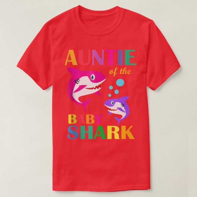 Auntie Of The Baby Birthday Shark Auntie Shark Mot T-Shirt (Design Front)