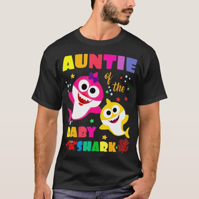 Auntie Of The Baby Shark Birthday Auntie Shark _7  T-Shirt (Front)